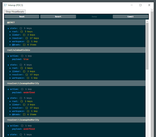 Interop Service's Redux devtools